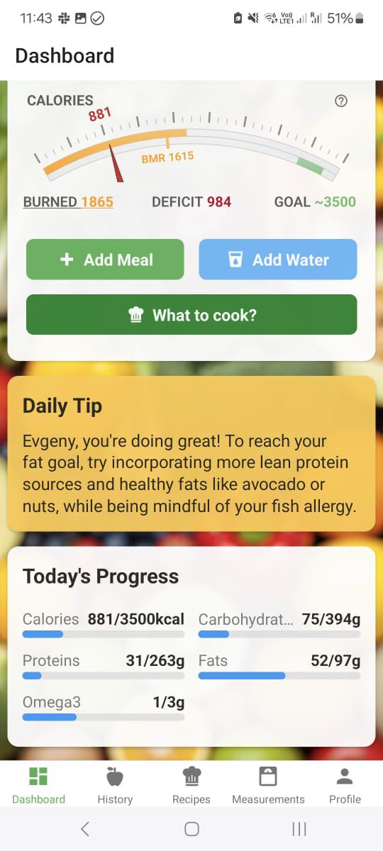 Nutrivio Strava integration showing connected fitness activities and exercise calories tracking